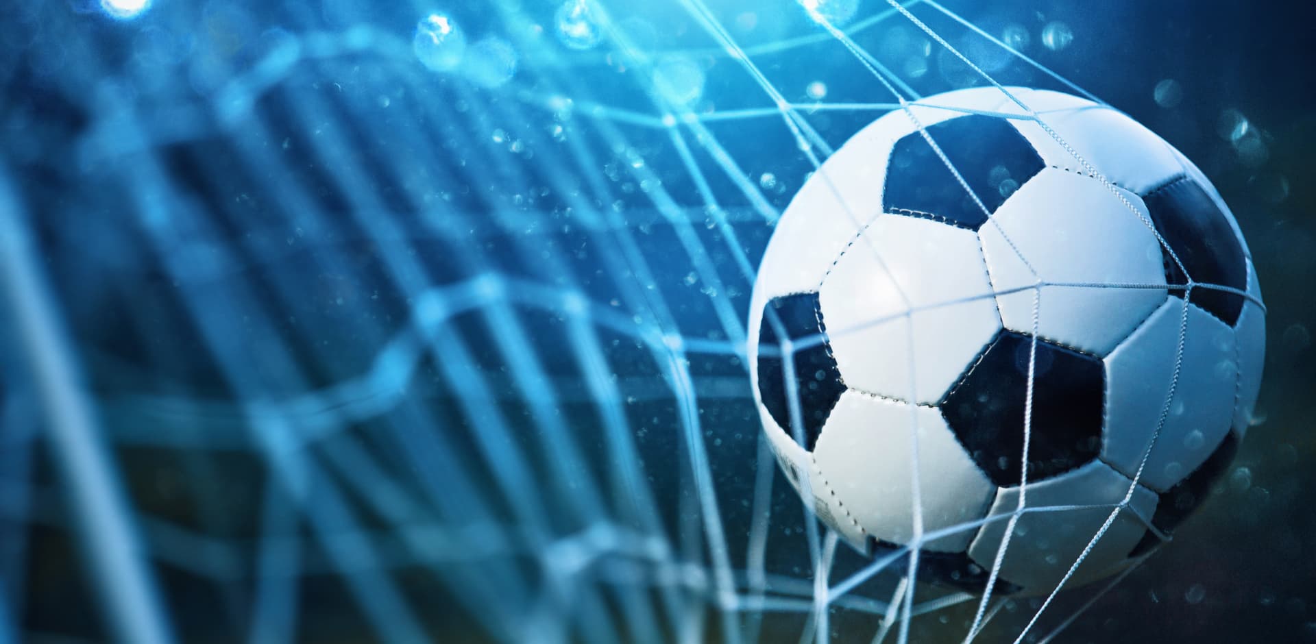 Soccer ball hitting the net